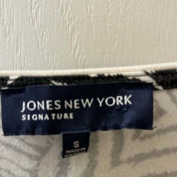 Jones New York Long Sleeve V-Neck Top Black/White Size S - Picture 5 of 11
